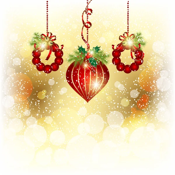 Ornamento di Natale su sfondo color oro — Vettoriale Stock