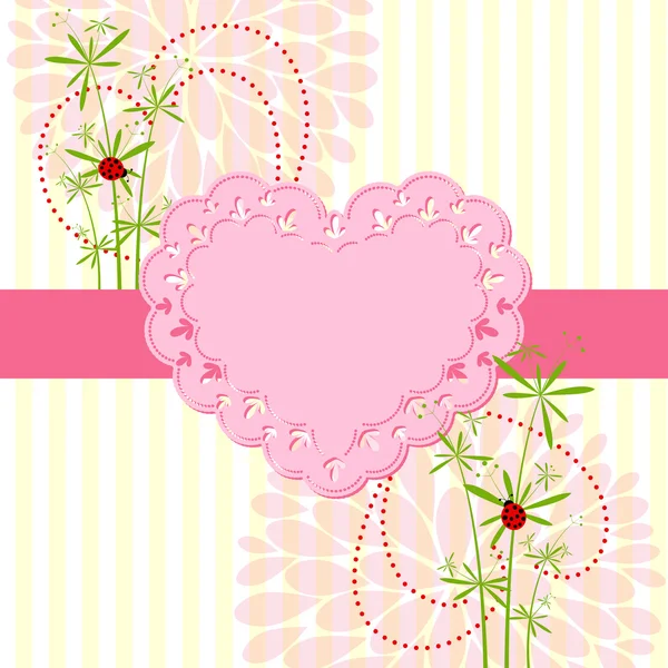 Çiçekli bahar aşk kartı — Stok Vektör