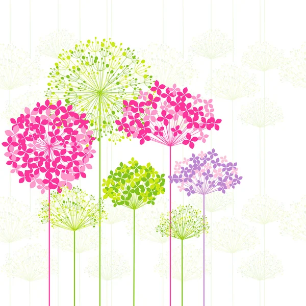 Våren färgstark blomma på maskros bakgrund — Stock vektor