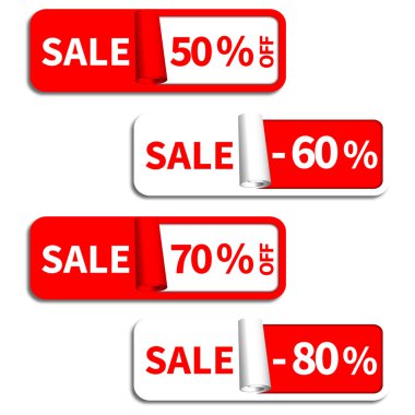 Satılık çıkartma ve etiket kümesi