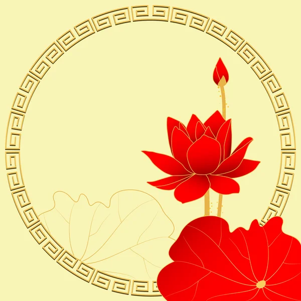 Oriental Lotus Flower on Yellow Background — Stock Illustration Oriental Lotus Flower on Yellow Background Vector Graphics