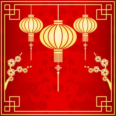 oryantal Çince fener illüstrasyon