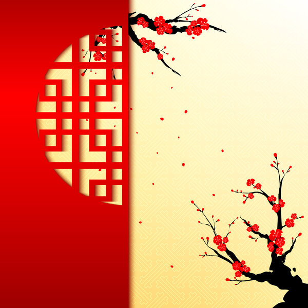 Chinese New Year Cherry Blossom Background