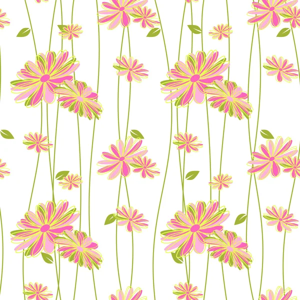 カラフルな花のシームレスなパターン背景 — ストックベクタ
