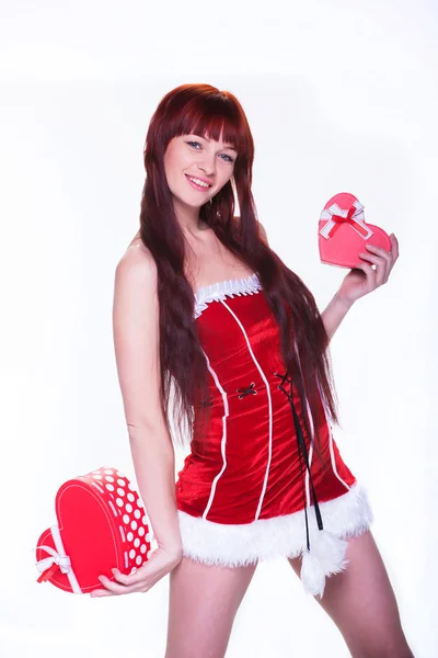 Girl dressed as Santa Claus — Stock Photo, Image