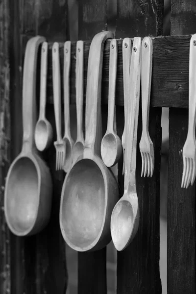 Wooden spoon and fork — Stock Photo, Image