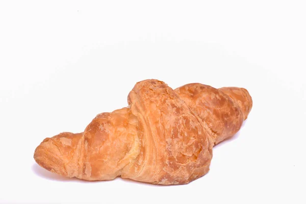 Gebakken Product Vorm Van Een Croissant Een Neutrale Witte Achtergrond — Stockfoto