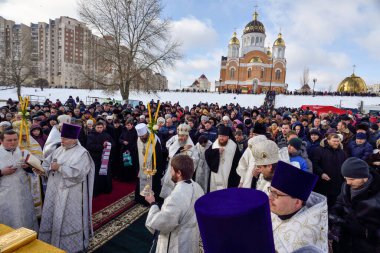 Obolon 'da Ortodoks bayramı. Kiev. Ukrayna
