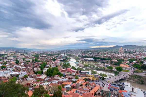 Panorama Desde Arriba Ciudad Tiflis Georgia —  Fotos de Stock