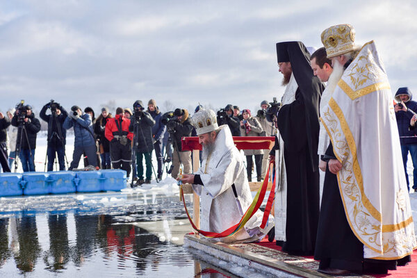 Orthodox holiday of Epiphany in Obolon. Kiev. Ukraine