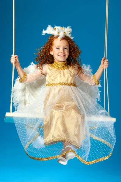 Little Girl Image Angel Swing — Foto Stock