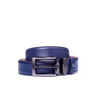 Male belt in blue on an isolated white background.