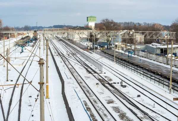 Estação Ferroviária Uma Altura Inverno Nizhyn Ucrânia — Fotografia de Stock