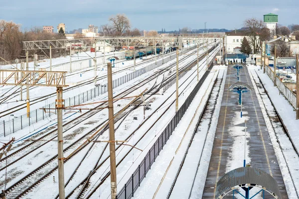 Estação Ferroviária Uma Altura Inverno Nizhyn Ucrânia — Fotografia de Stock