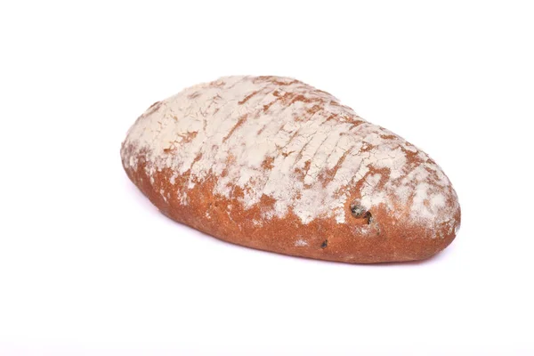 Brotlaib Mit Weißem Pulver Auf Weißem Hintergrund — Stockfoto