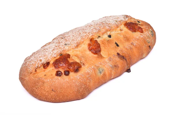 Pane Cosparso Polvere Bianca Uno Sfondo Bianco Isolato — Foto Stock