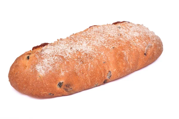 Pane Cosparso Polvere Bianca Uno Sfondo Bianco Isolato — Foto Stock