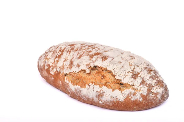 Pane Cosparso Polvere Bianca Uno Sfondo Bianco Isolato — Foto Stock