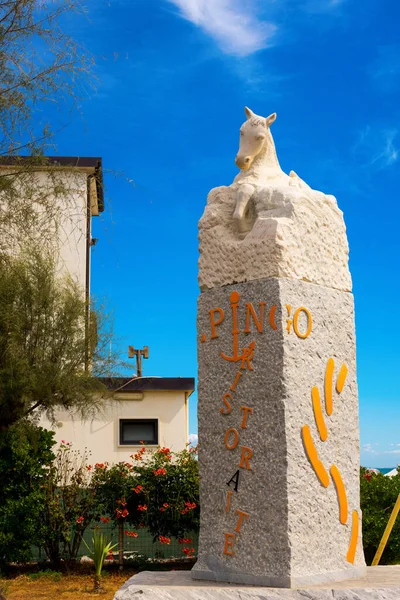 Monument Avec Cheval Marina Carrara Italie — Photo