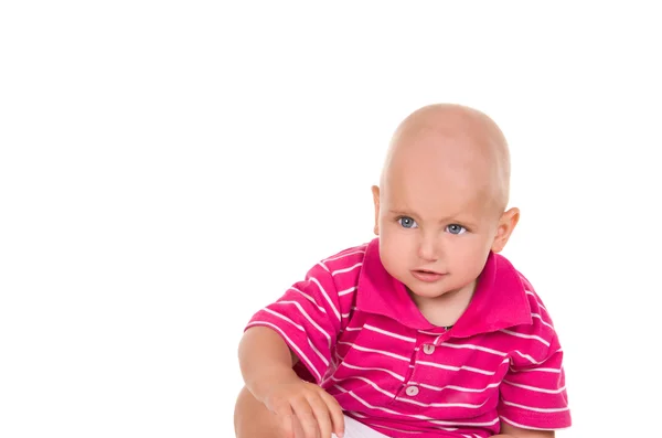 小男孩在一件粉红色的衬衫 — 图库照片
