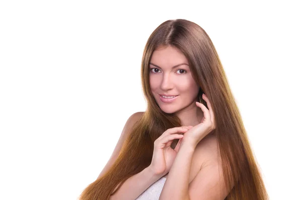 Mädchen mit langen Haaren und sauberem Gesicht — Stockfoto