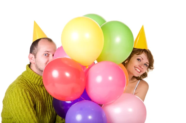 Casal feliz celebrando um feriado — Fotografia de Stock