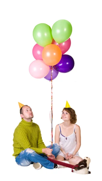 Casal feliz celebrando um feriado — Fotografia de Stock