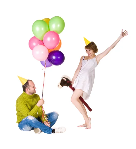 Casal feliz celebrando um feriado — Fotografia de Stock