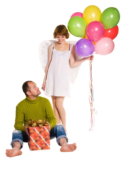 Casal feliz celebrando um feriado — Fotografia de Stock