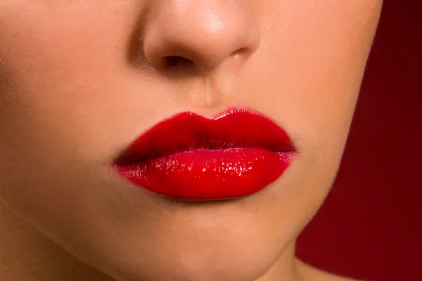 Sensual lips with red lipstick Royalty Free Stock Images