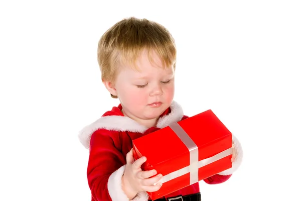 Jongen verkleed als santa claus — Stockfoto