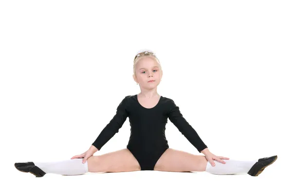 Ballerina in black bathing suit training — Stock Photo, Image