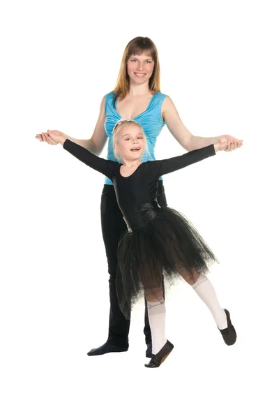 Trainer supports the training of young dancer — Stock Photo, Image