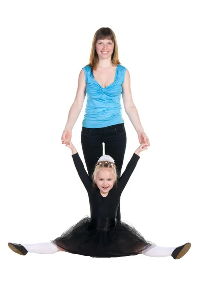 Trainer supports the training of young dancer — Stock Photo, Image