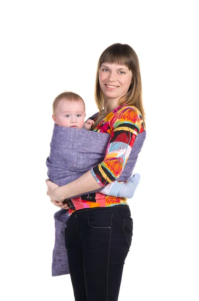 Mother with baby in sling — Stock Photo, Image