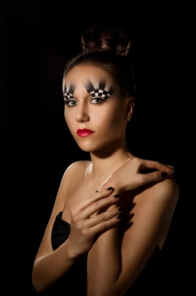 Make-up art in the form of chessboard — Stock Photo, Image