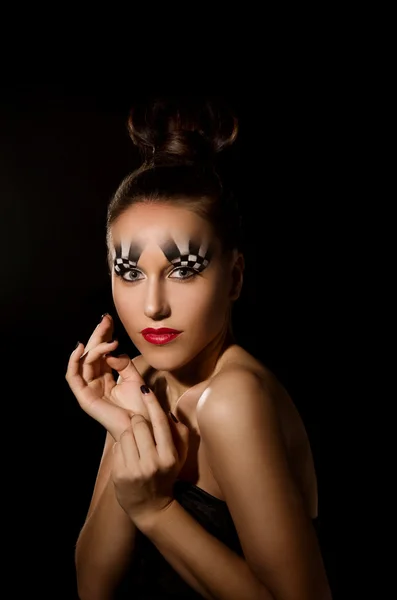 Make-up art in the form of chessboard — Stock Photo, Image