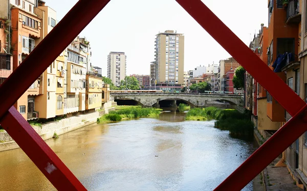 Metallic red bridge — Stock Photo, Image