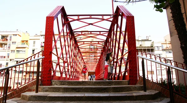 Metallic red bridge — Stock Photo, Image