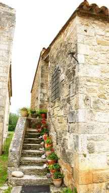 Merdivenlerden çiçeklerle kolları