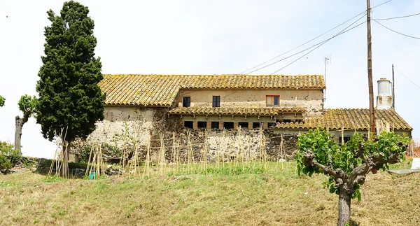 Panoramik bir çiftlik evinin yel değirmeni ile — Stok fotoğraf