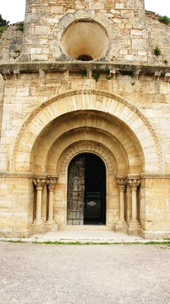 Front of the church of Porqueres — Stock Photo, Image