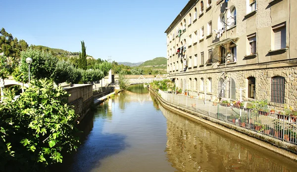 Block of flats and channel — Stock Photo, Image