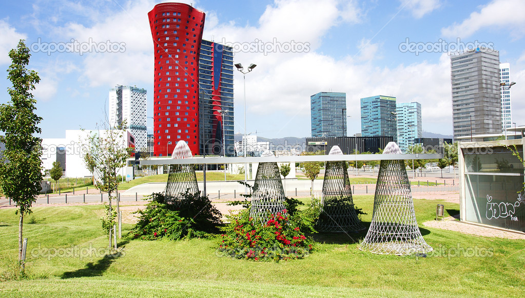 Gardens and modern buildings