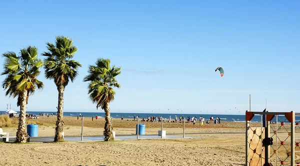 Panoramic of Castelldefels's beach — Stock Photo, Image