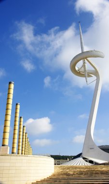 montjuic's Olimpiya halka bahçeleri panoramik