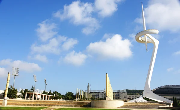 Panorâmica dos jardins do anel olímpico de Montjuic — Fotografia de Stock