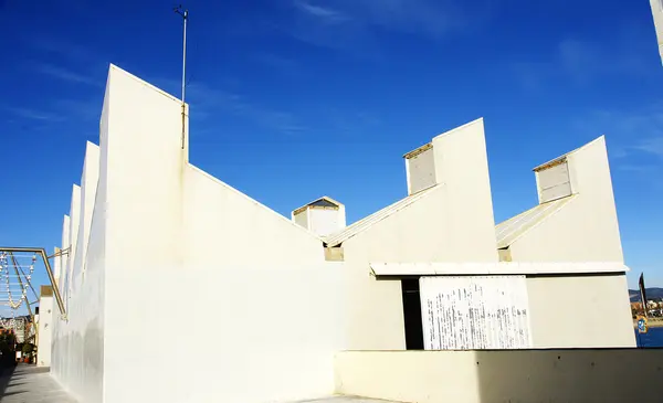 White buildings of Moll de Gregal — Stock Photo, Image