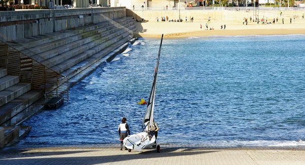 Escuela de vela en el Puerto Olímpico de Barcelona — Foto de Stock