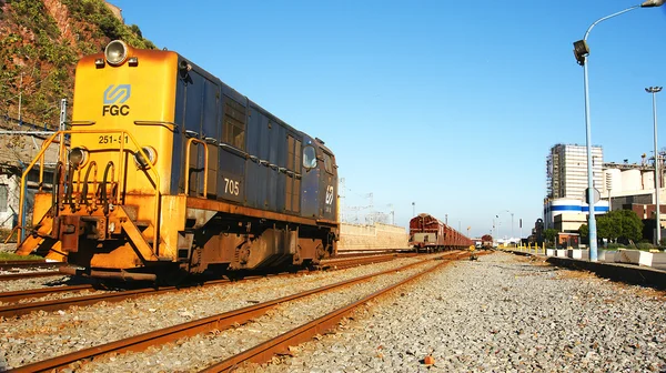 Machine diesel train in the port — Stock Photo, Image